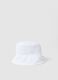 White cotton bucket hat for girls with floral embroidery_0