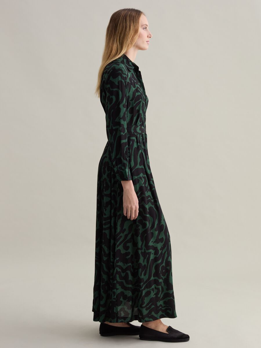 Long shirt dress with belt and print_1