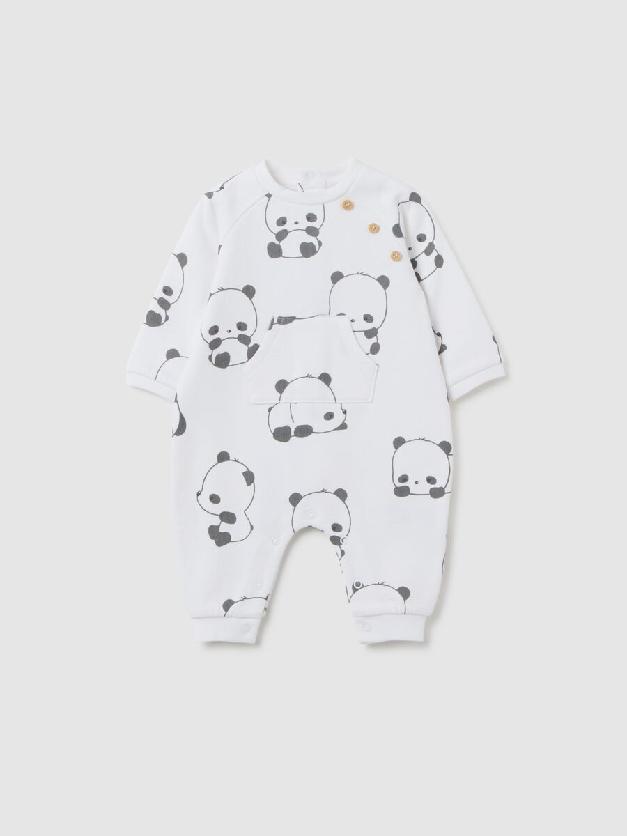 White pure cotton baby sleepsuit with print_0