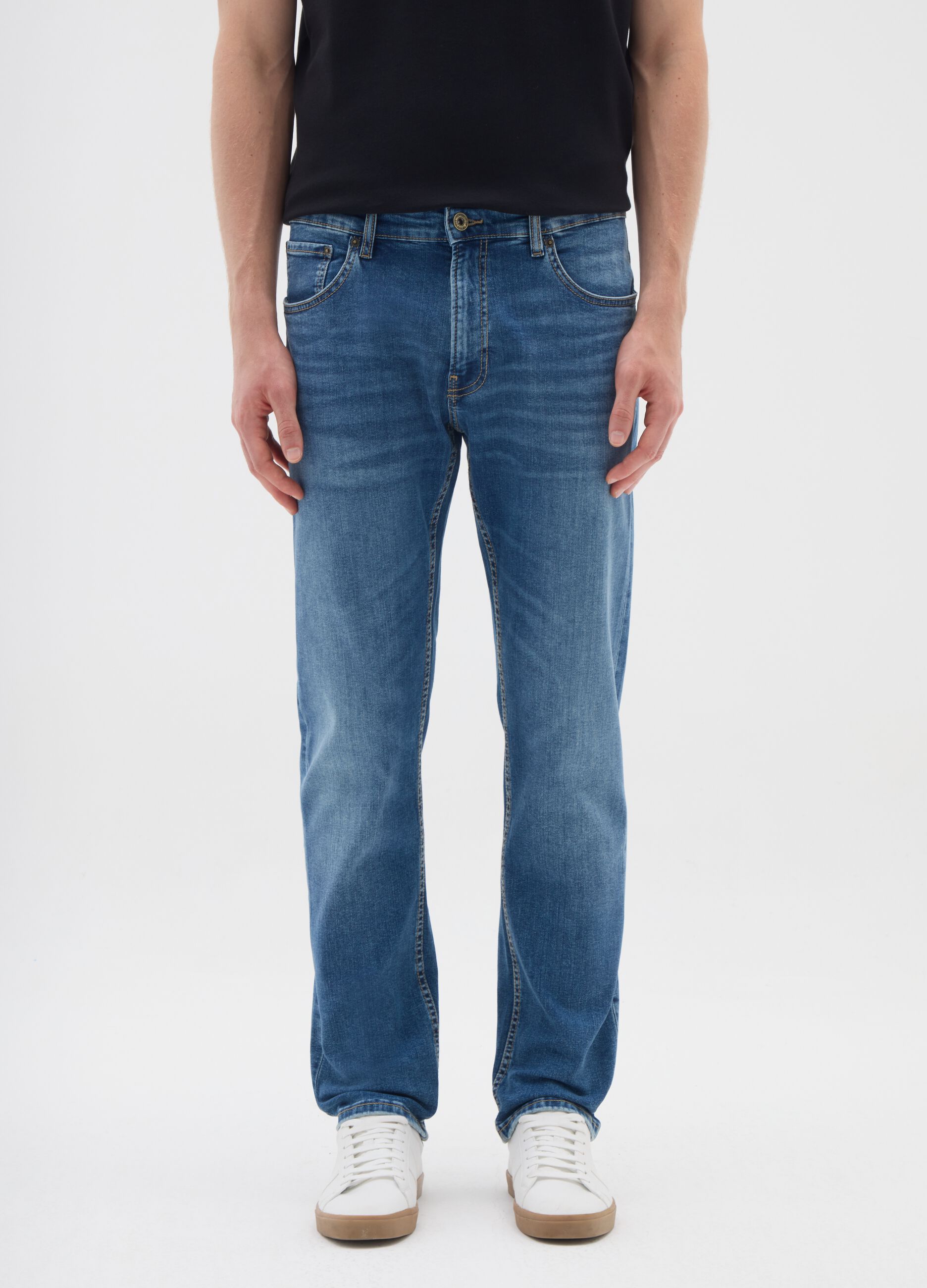 Blue stretch denim jeans regular fit