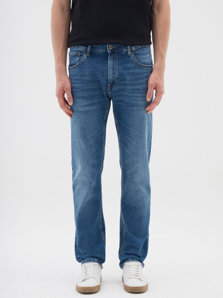 Blue stretch denim jeans regular fit_1