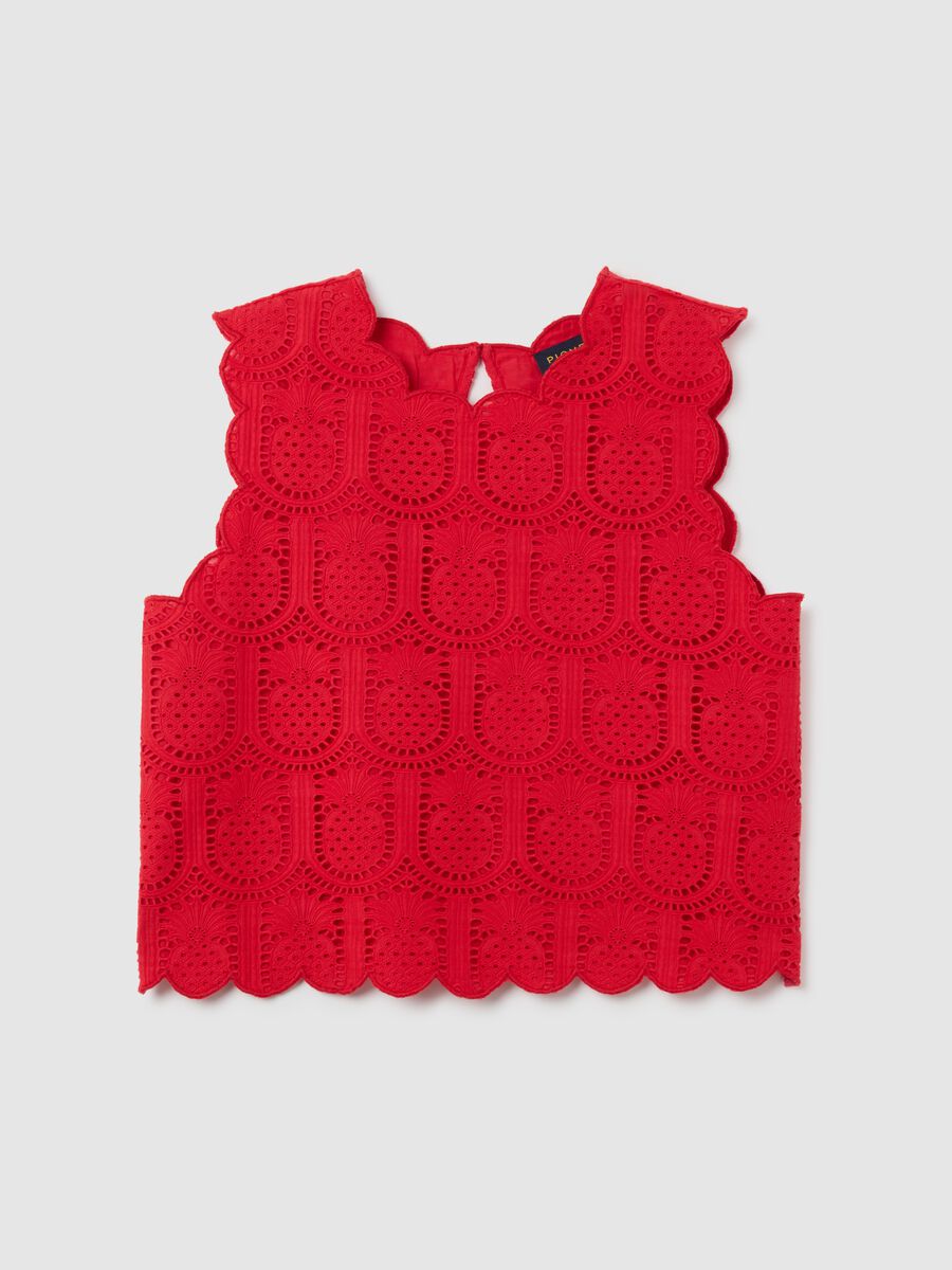 Women's pure cotton red top with regular fit_0