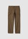 Brown regular fit cotton and linen cargo trousers_4