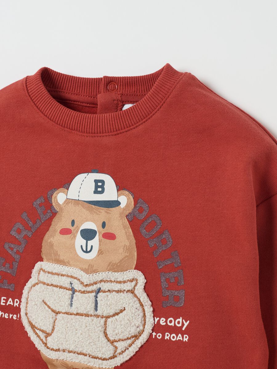 Organic cotton sweatshirt with teddy bear print_2