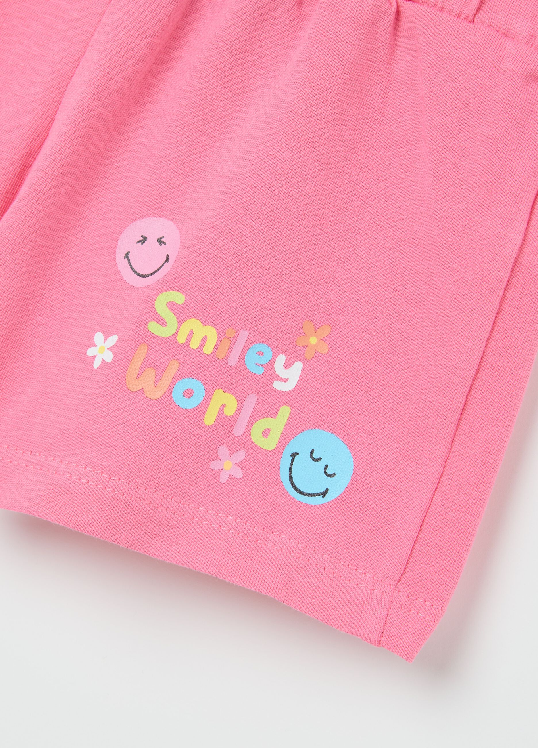 Smiley jogging set for baby girl with multicolour print