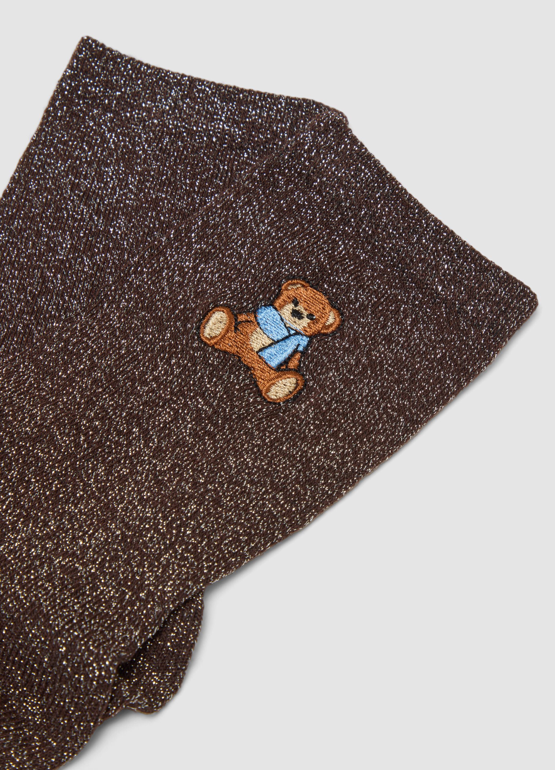 Calzini marroni in cotone organico elasticizzato lurex
