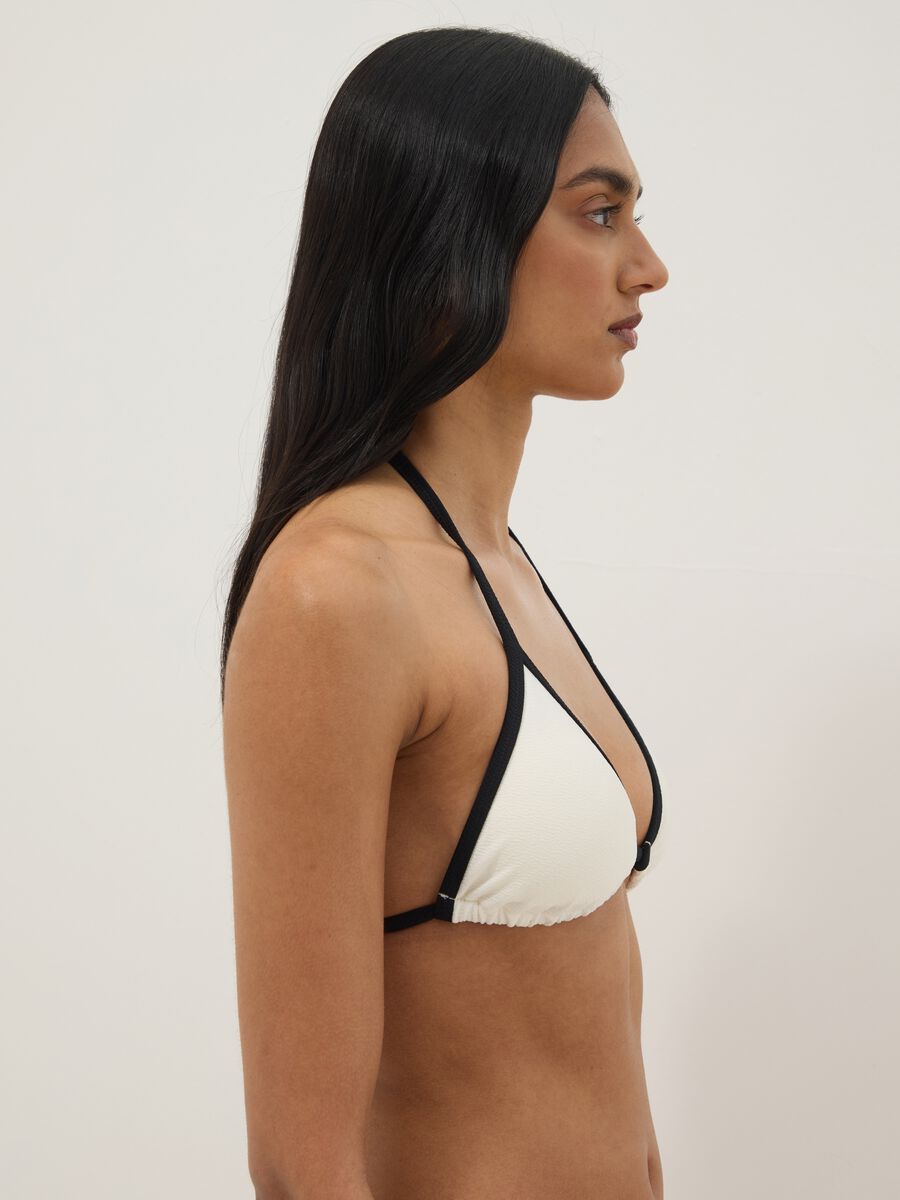 Multicolour triangle bikini top in stretch fabric_3
