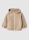 Beige regular fit hooded jacket for boys_0