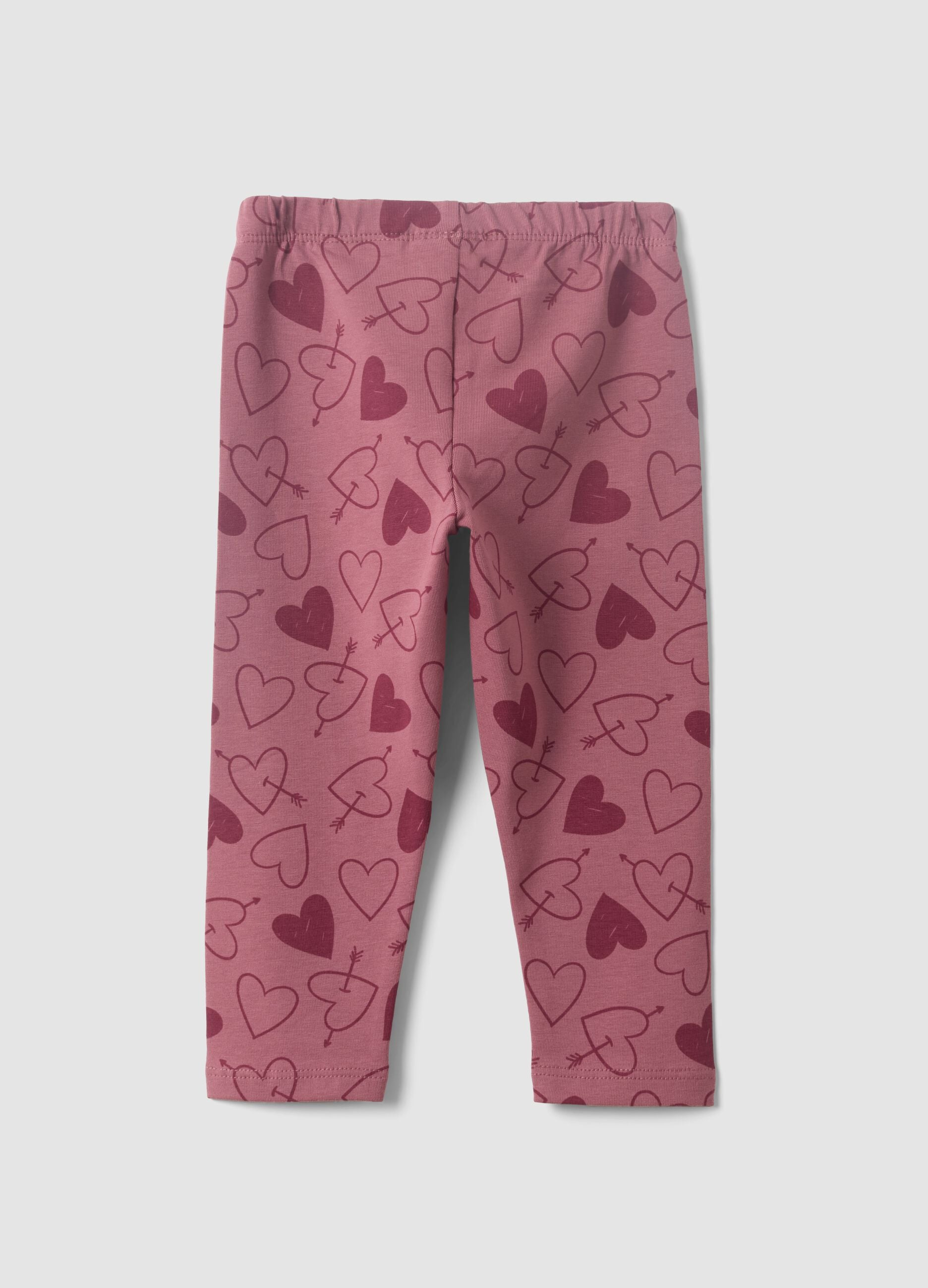 Leggings viola in misto cotone organico con fantasia animalier per bimba