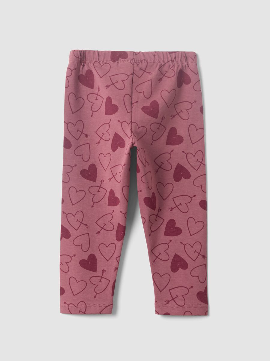 Leggings viola in misto cotone organico con fantasia animalier per bimba_1