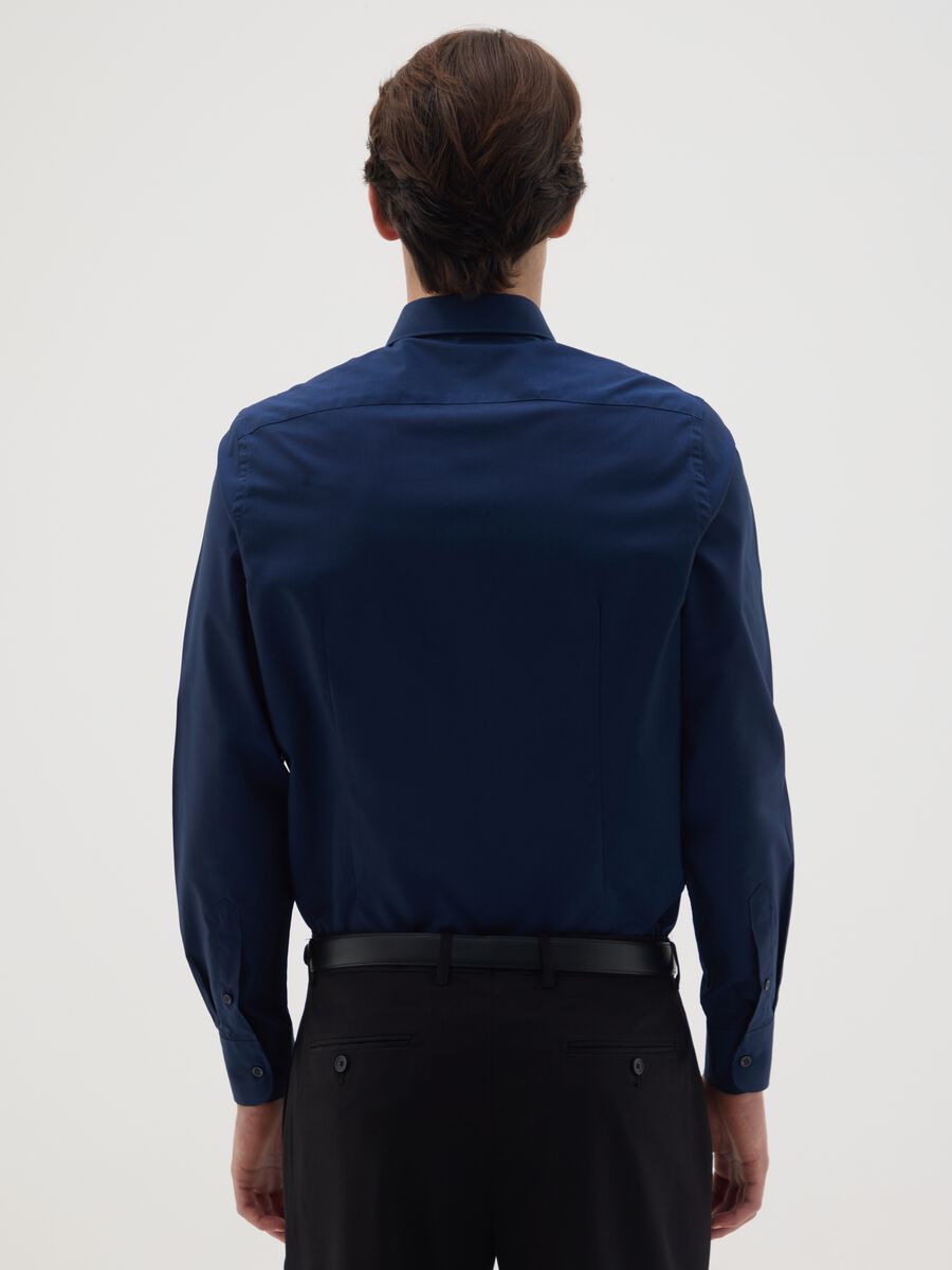 Men's Blue Cotton Blend Shirt Slim Fit Easy Iron_1