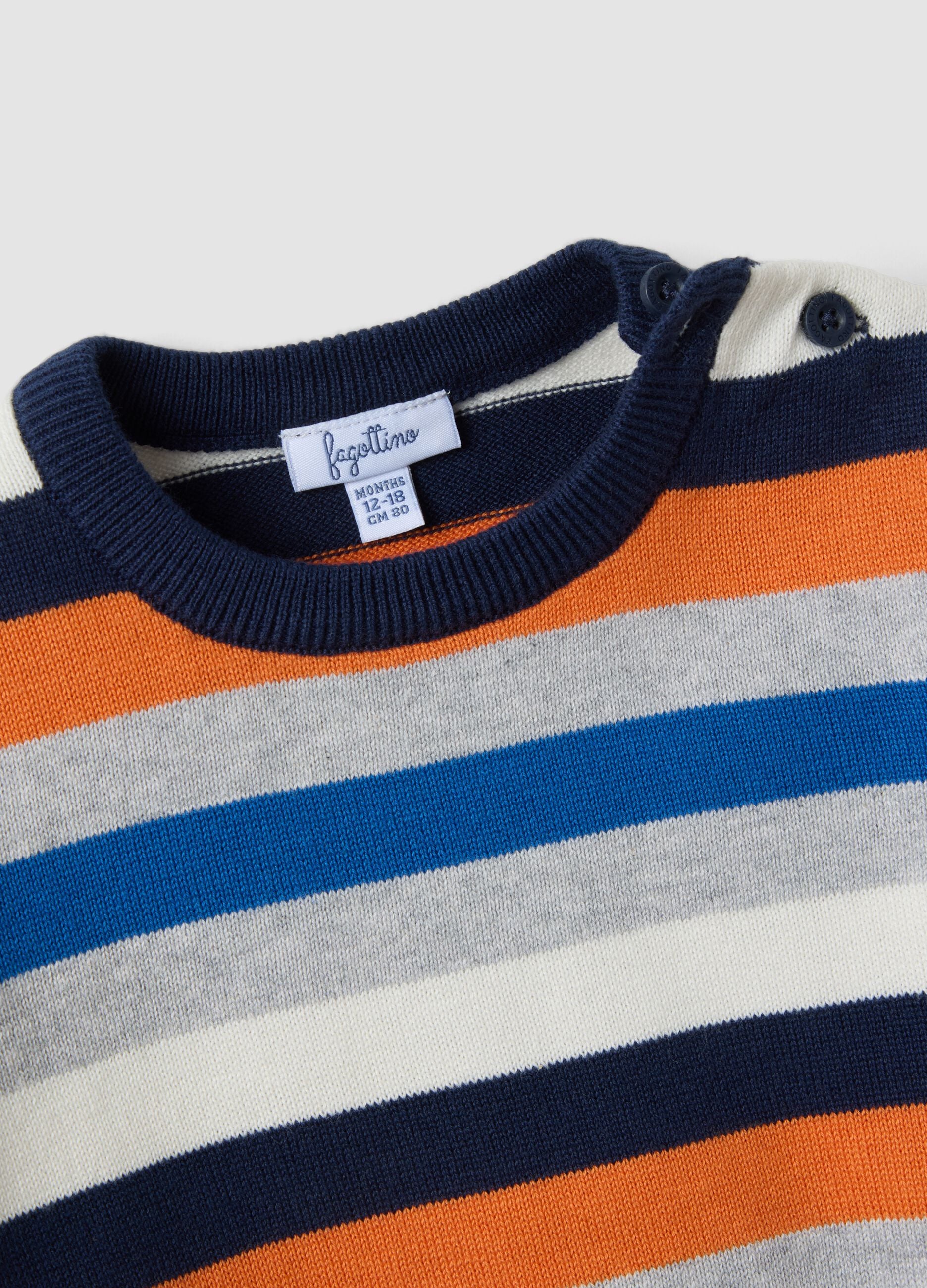 Multicolour striped pure cotton jumper for baby boy
