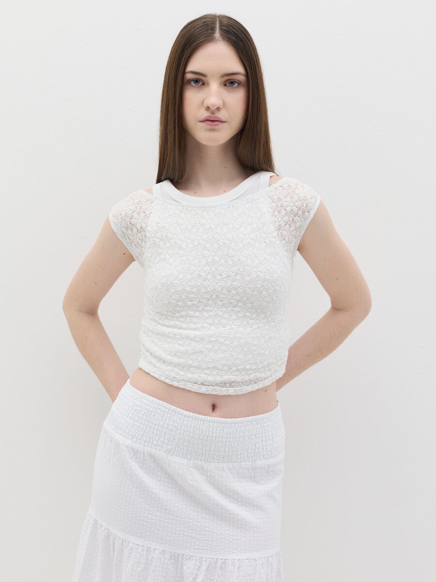 Lace-effect sleeveless top_0
