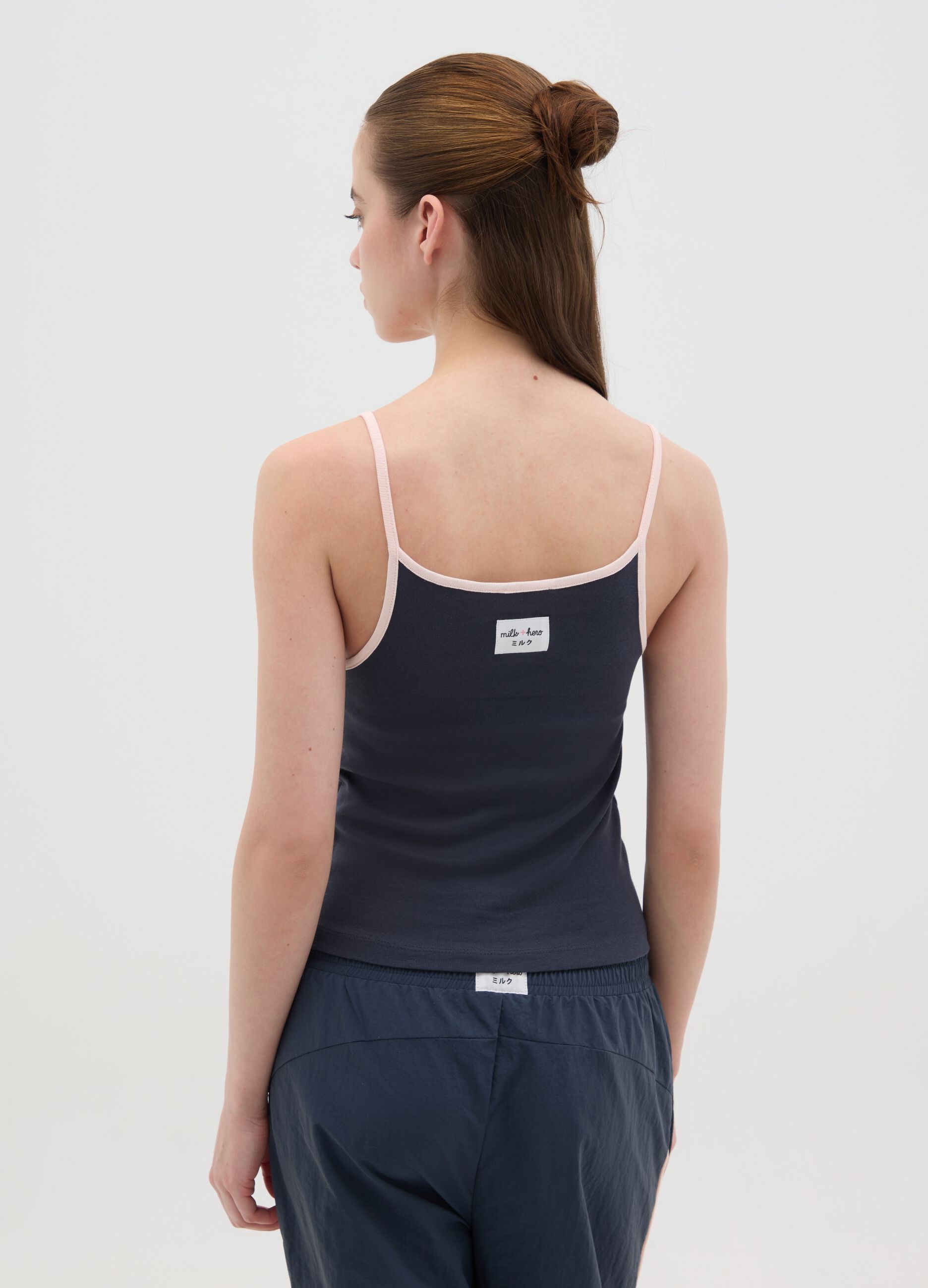 Canotta da donna in puro cotone blu regular fit