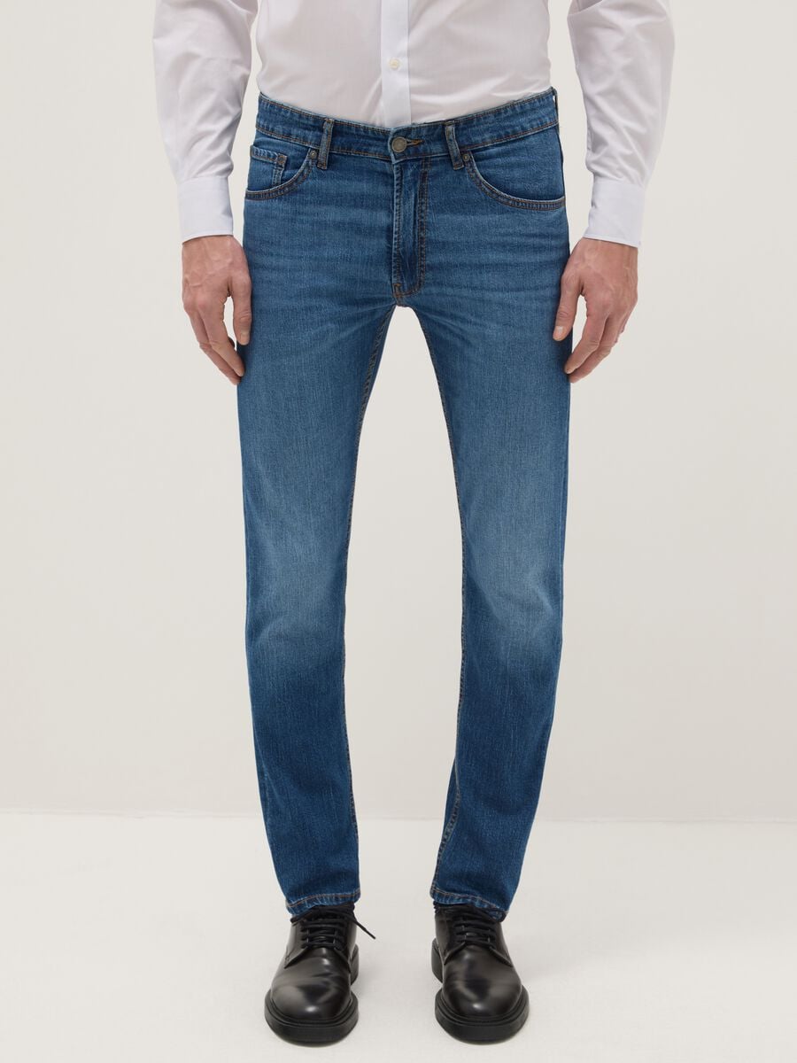 Jeans in cotone elasticizzato blu slim fit_1