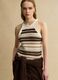 Multicolour striped fitted knitted cotton-blend top_0