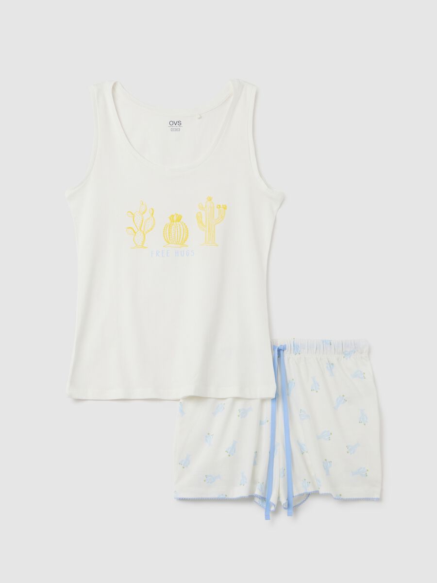 Women's white pure cotton pyjama set_0