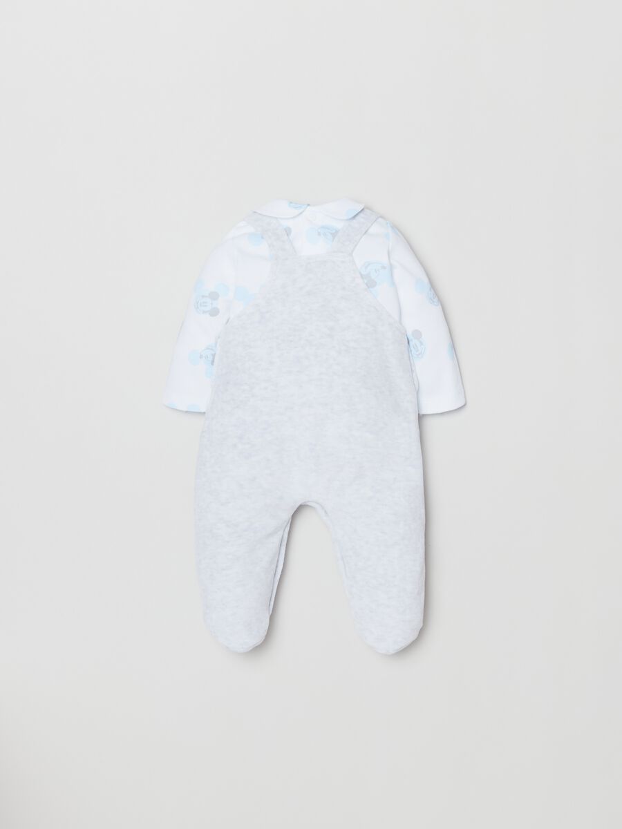 Set t-shirt e salopette con piedini Topolino_1