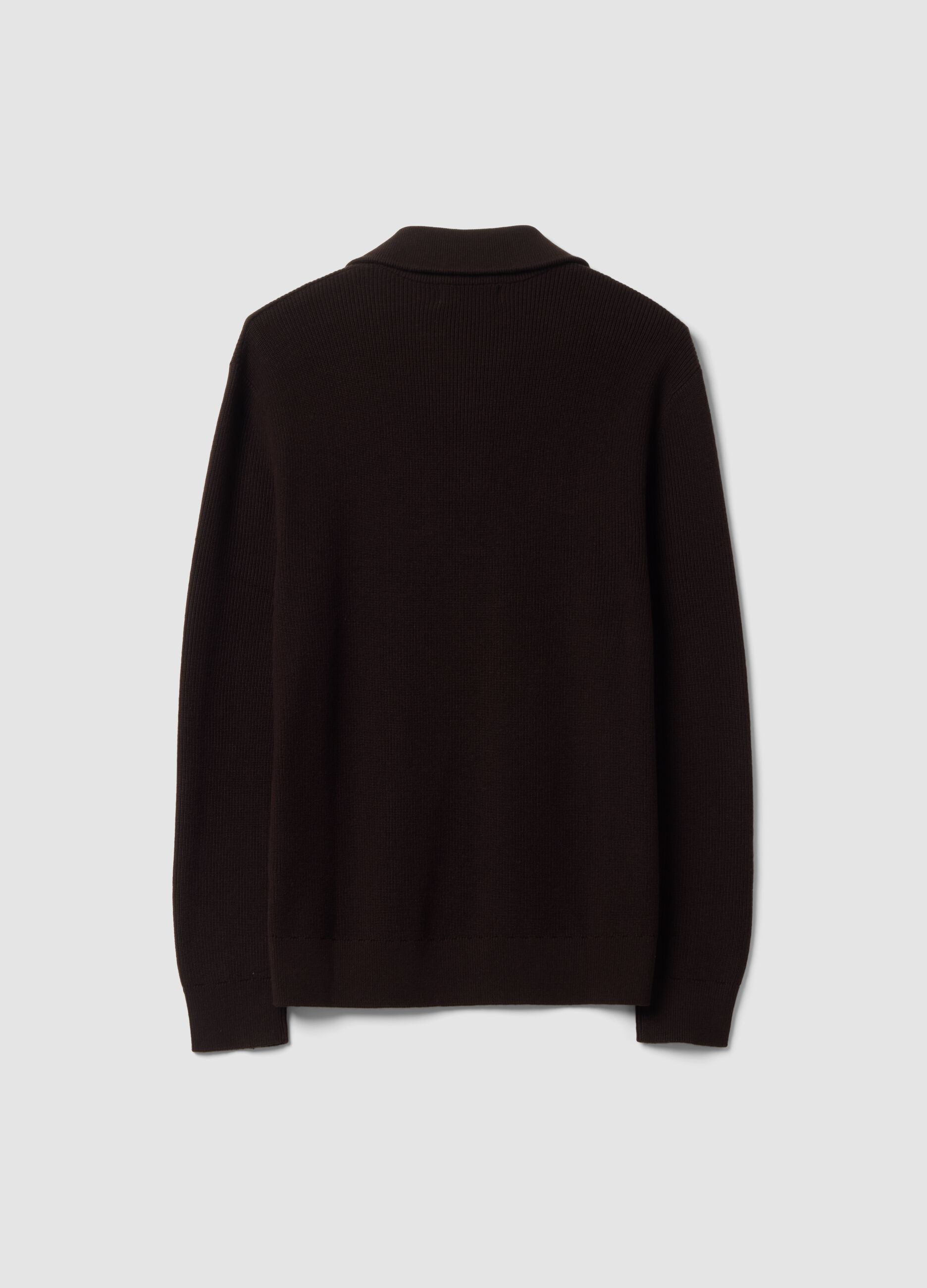 Half-zip marrone in misto cotone regular fit