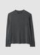 Grey marl stretch viscose crew-neck top_0
