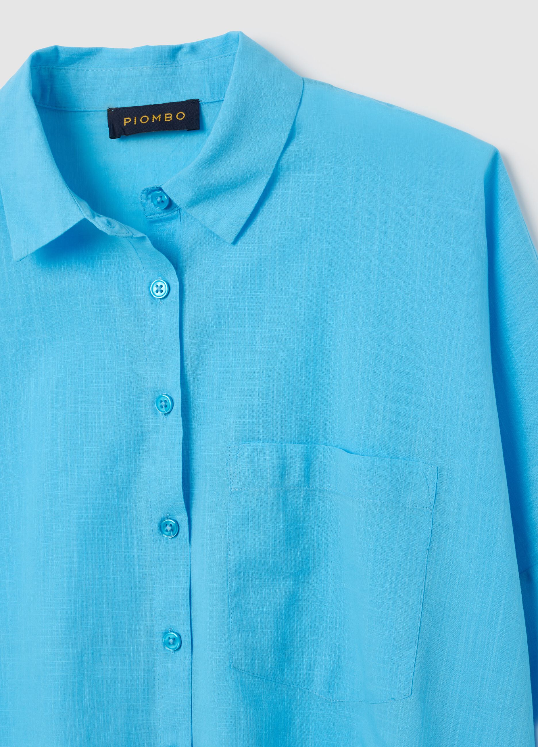 Camicia da donna in puro cotone azzurra oversize
