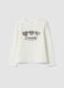 T-shirt bianca in cotone elasticizzato con girocollo_0