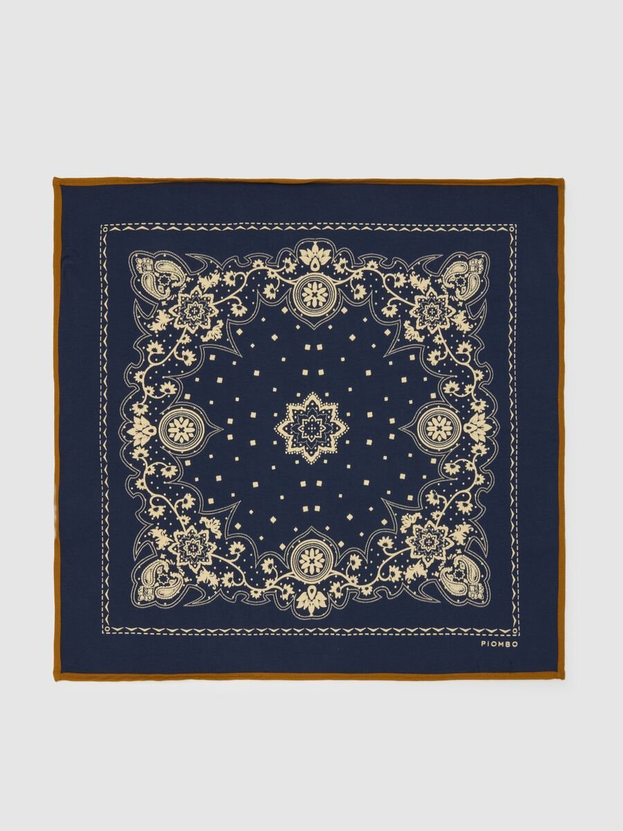 Bandana con con stampa paisley in cotone blu_1