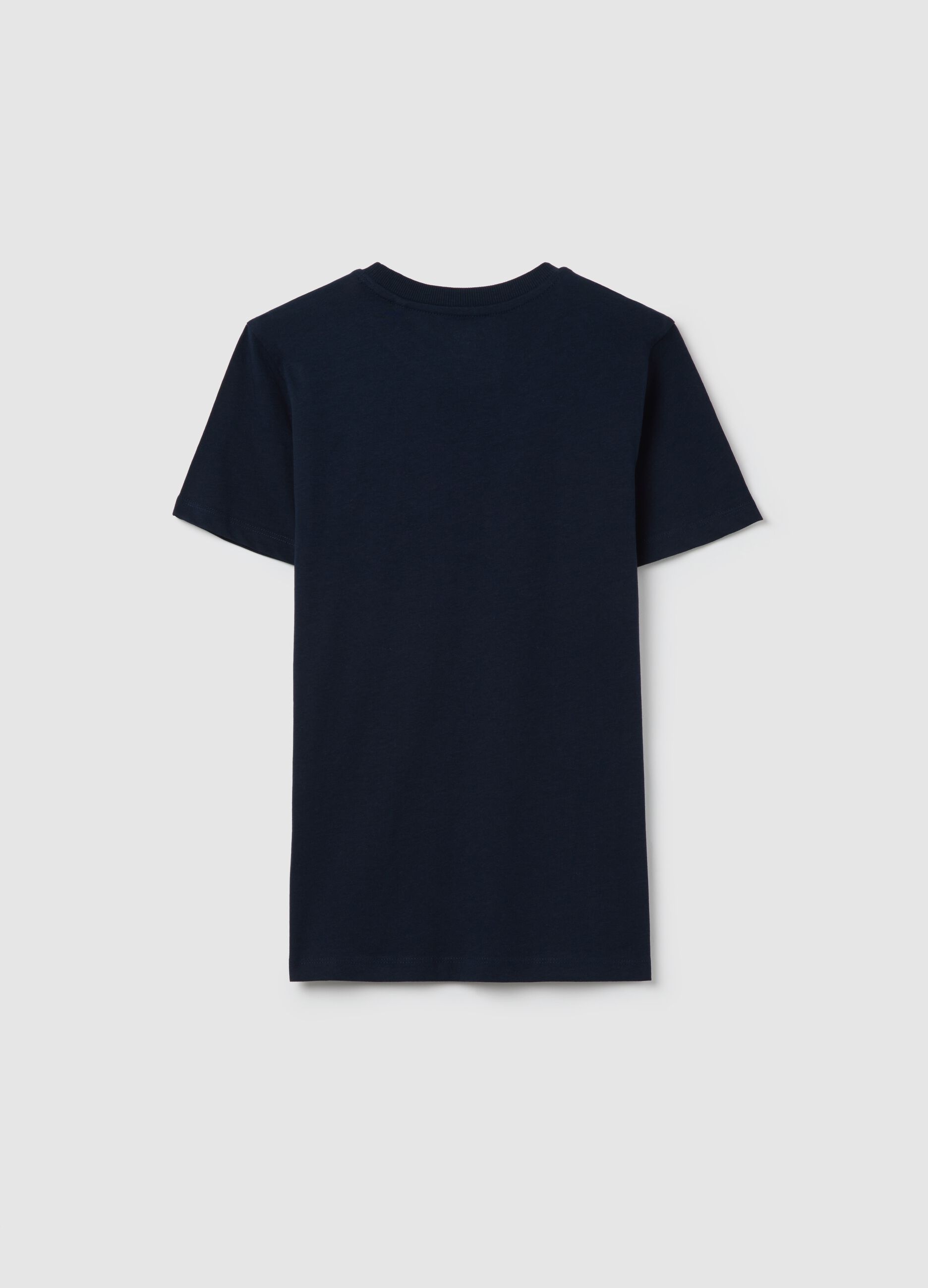 Navy blue T-shirt with round neck