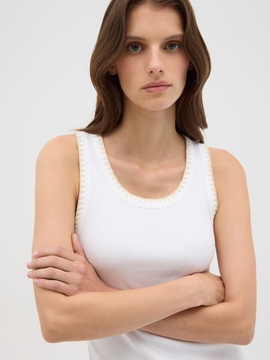 Women's White Stretch Cotton Vest_1