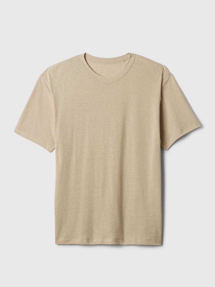 T-shirt with round neck in linen blend_3