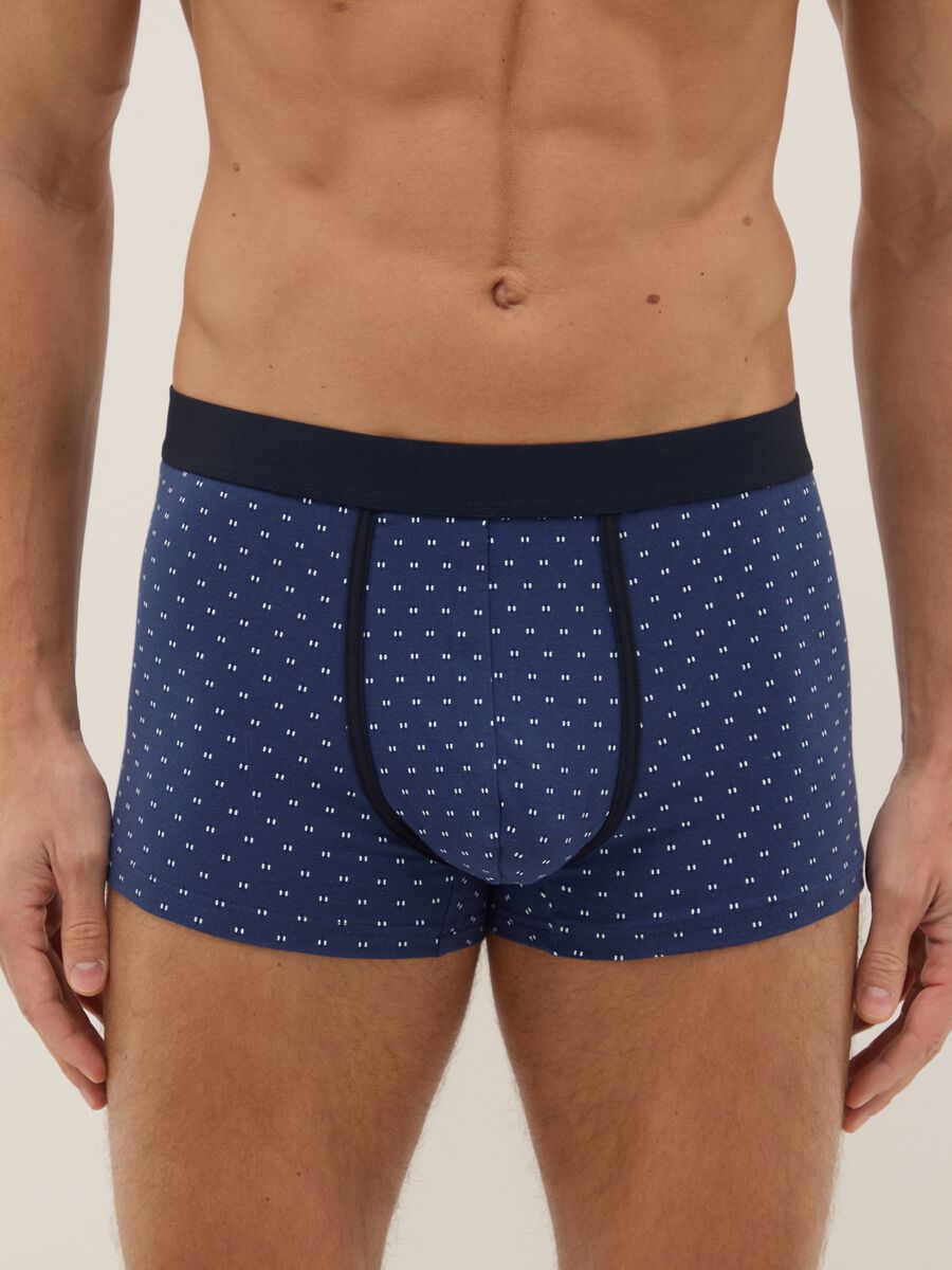 Tripack of regular fit blue stretch cotton boxers_1