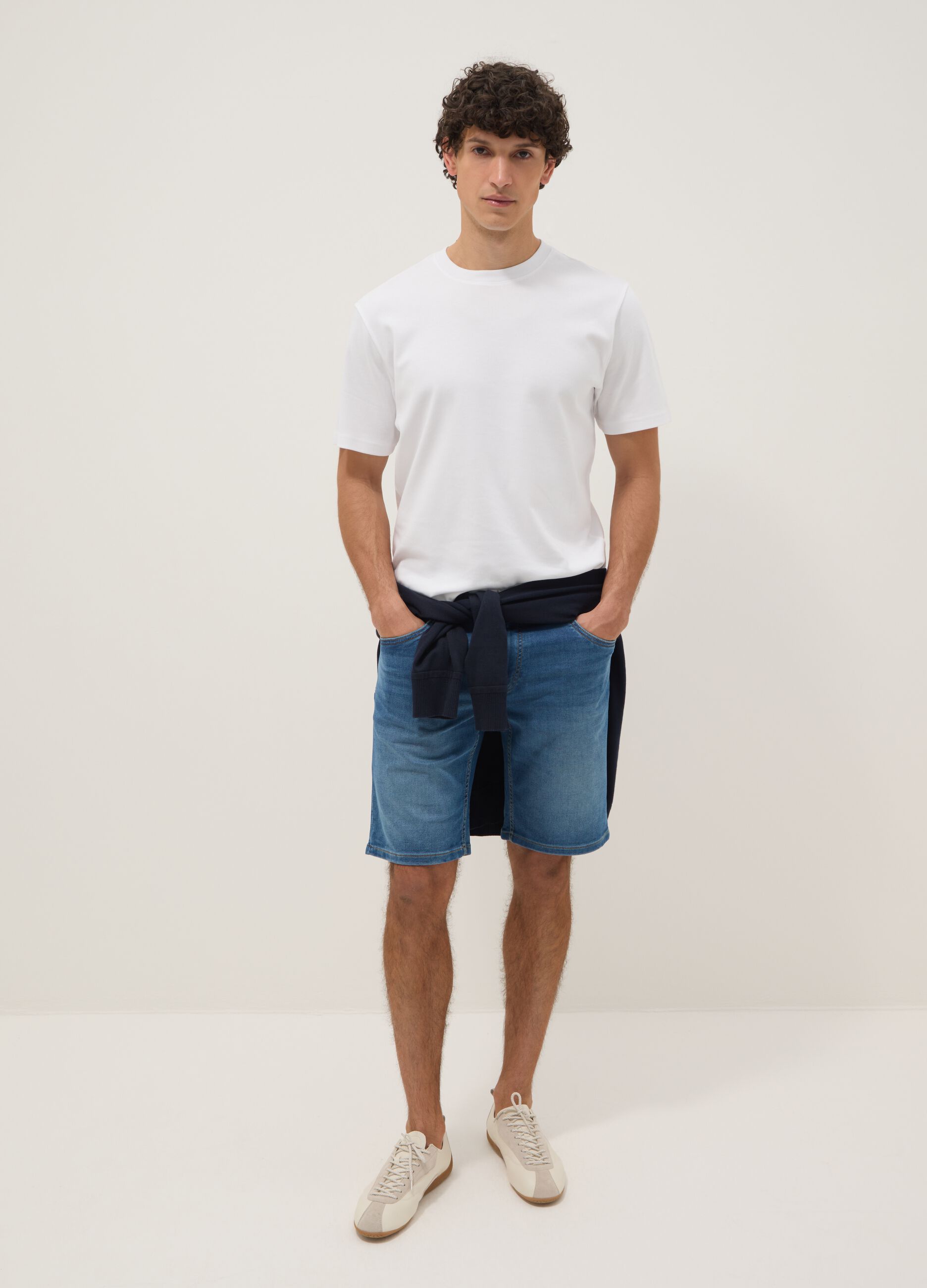 Slim-fit stretch cotton shorts