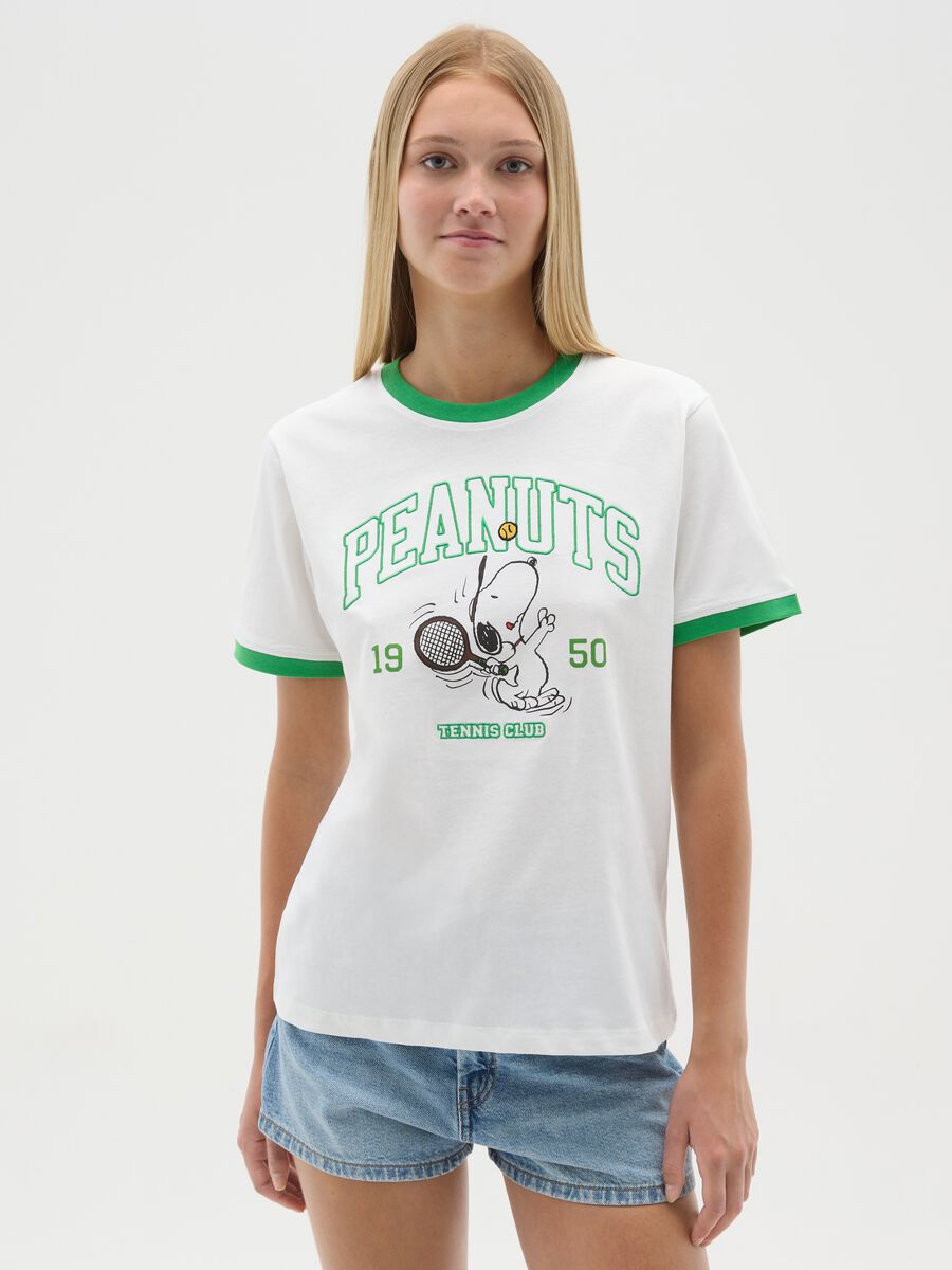 Women's multicolour pure cotton regular fit T-shirt with Snoopy print_0