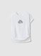 Girls' slim fit white stretch cotton t-shirt with slogan_0