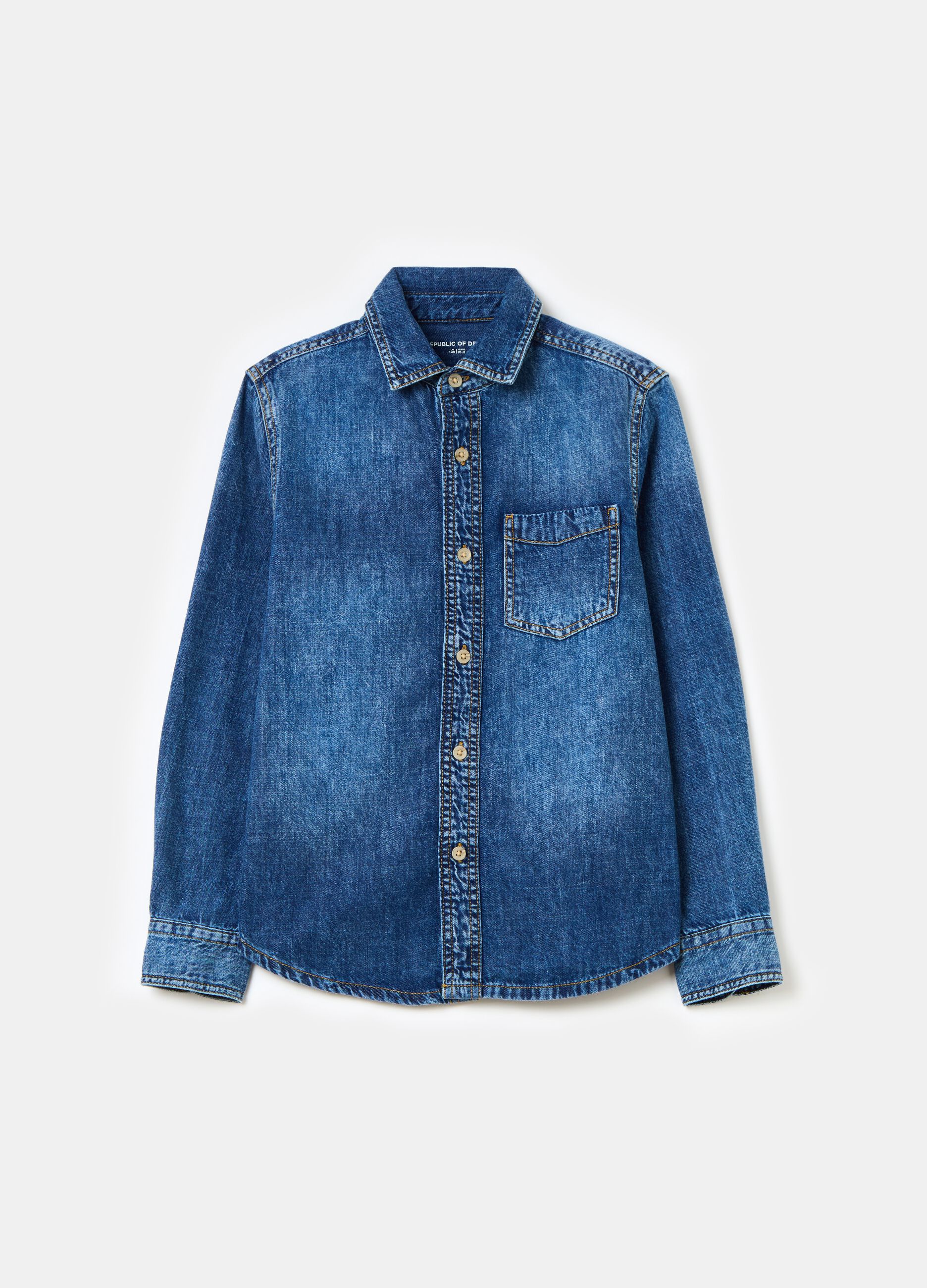 Acid wash denim shirt