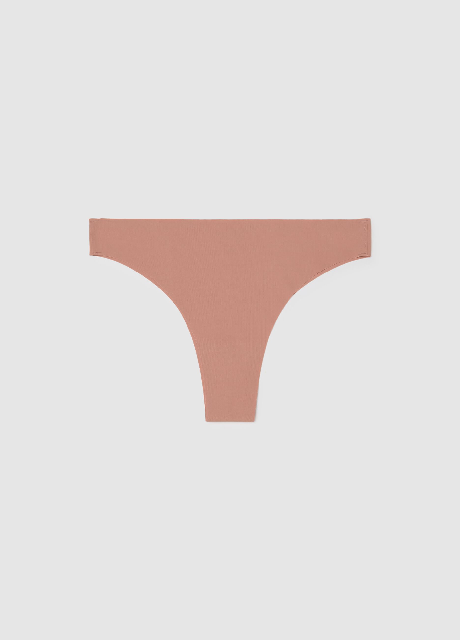 Brown regular fit fabric thong