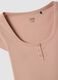 Pink pure cotton regular fit T-shirt with deep serafino neckline_1