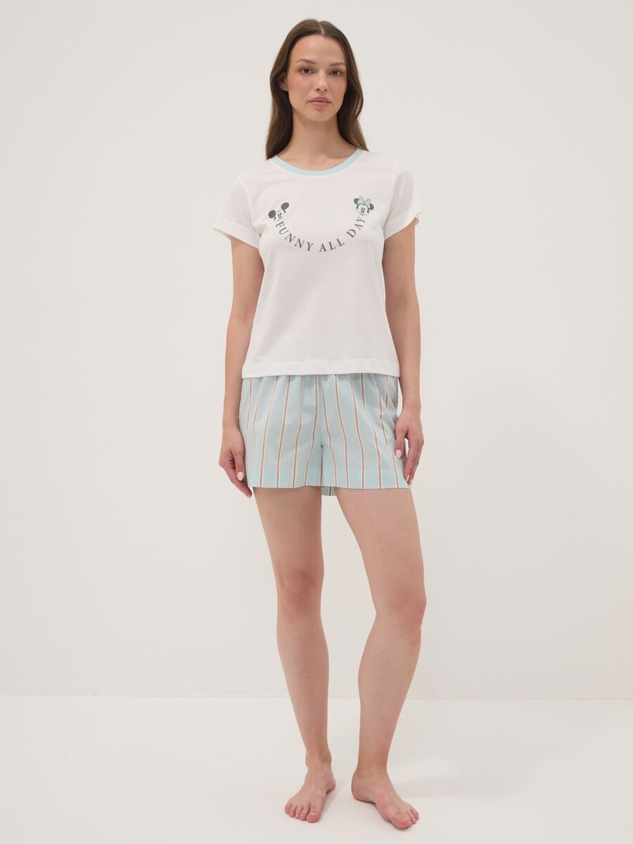 White organic cotton Mickey Mouse print pyjama T-shirt_0