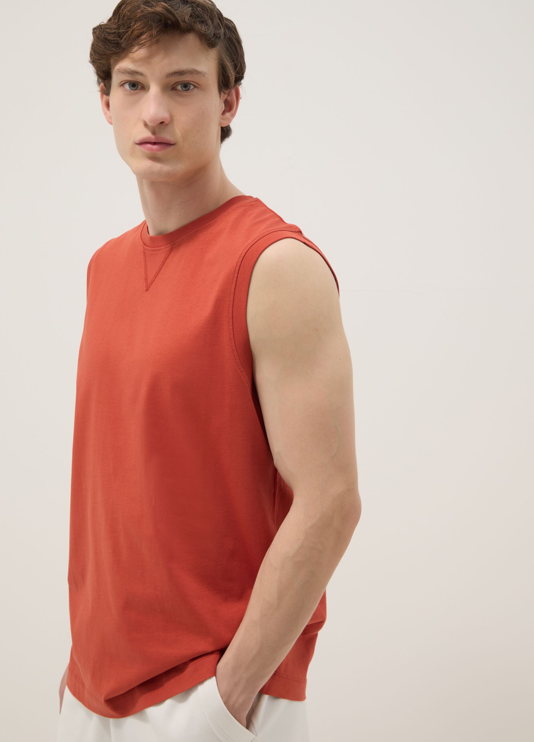 Orange pure cotton vest