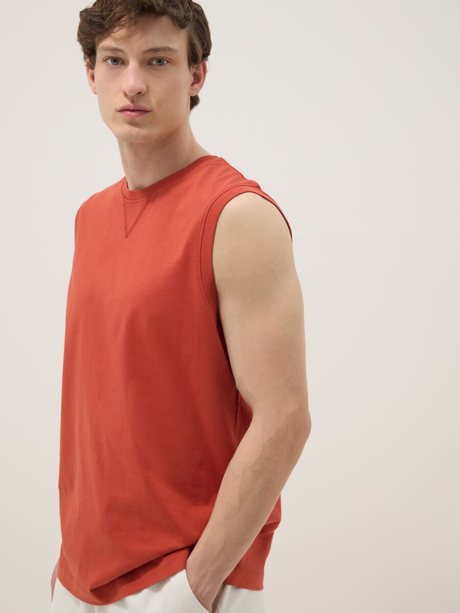 Orange pure cotton vest_0