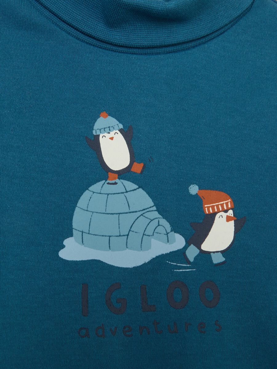 Children's blue high-neck pure cotton jumper with regular fit_2