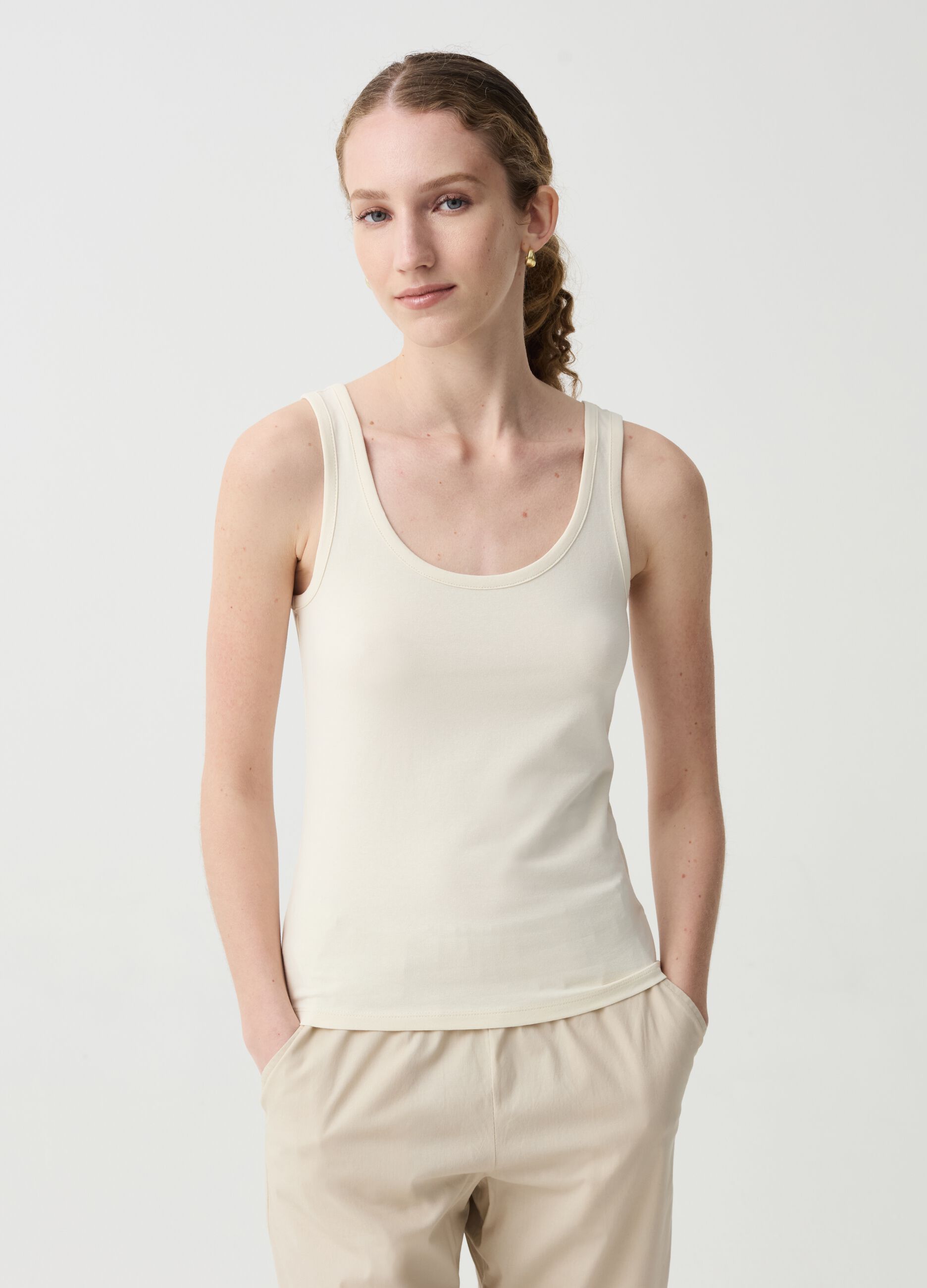 Tank top in stretch cotton