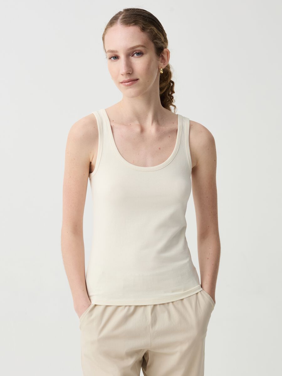 Tank top in stretch cotton_0