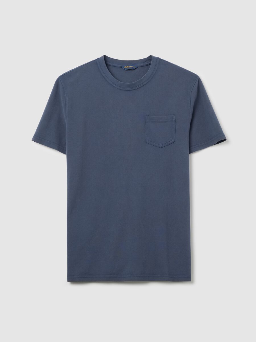 Blue cotton T-shirt with pocket_4