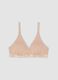Reggiseno beige in cotone elasticizzato con imbottitura removibile_0