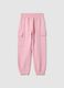 Pantaloni cargo in puro cotone rosa da bambina regular fit_1