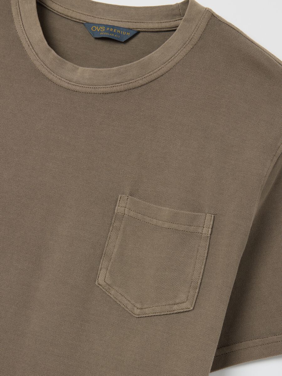 Brown cotton T-shirt with pocket_5