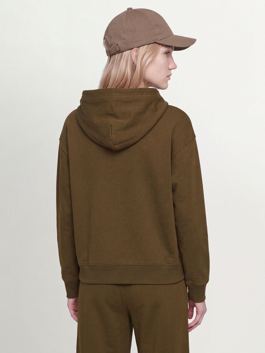 Felpa verde in misto cotone con cappuccio regular fit_3