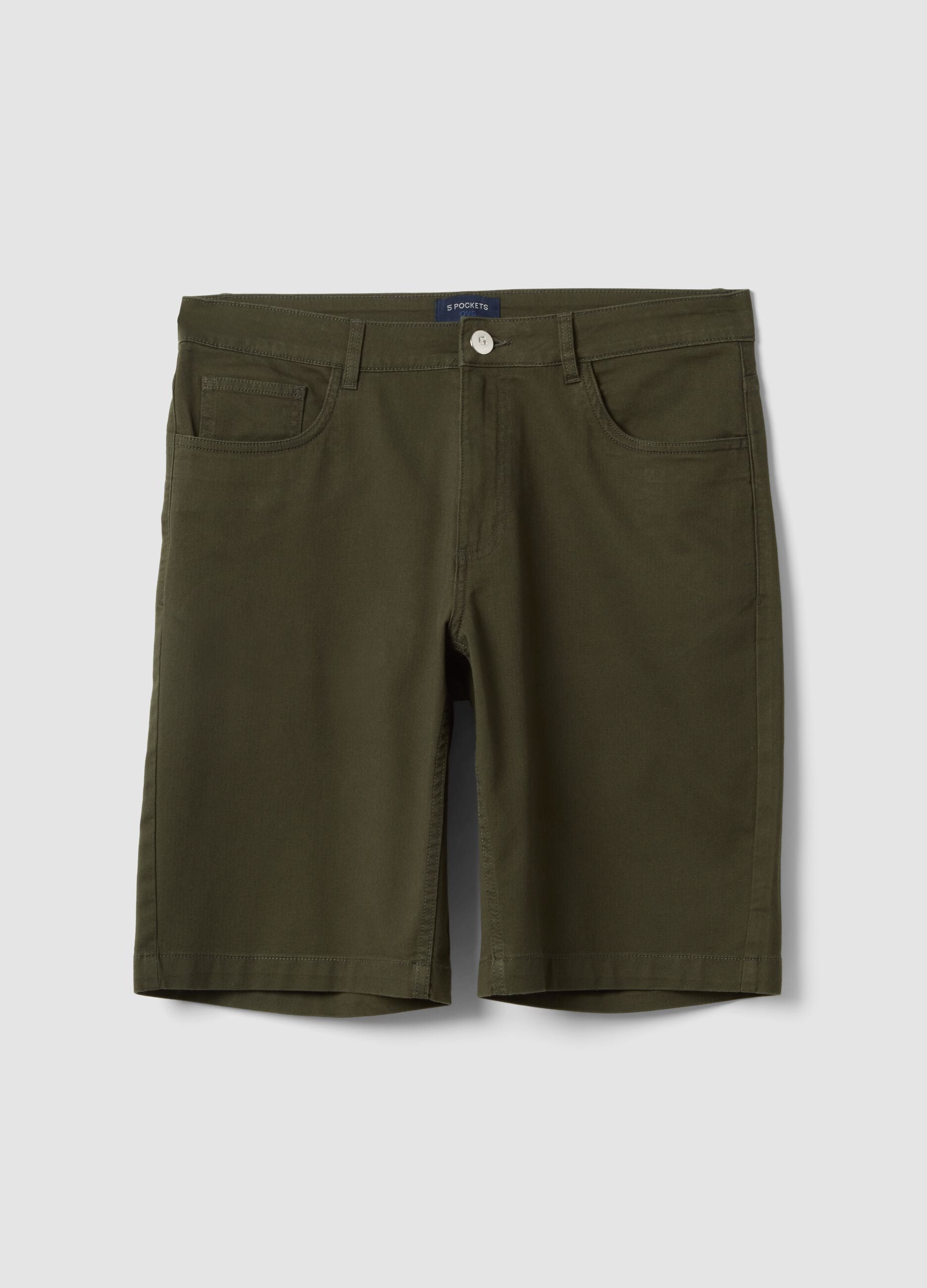 Bermuda verdi in cotone elasticizzato regular fit