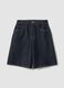 Wide leg blue denim pure cotton shorts_0